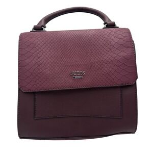 Guess Burgundy Faux Snakeskin Top‎ Handle Satchel Handbag